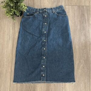 Vintage Gap Jean Skirt Size 6 Y2K Denim Long Snap Front Minimalist Western Rodeo